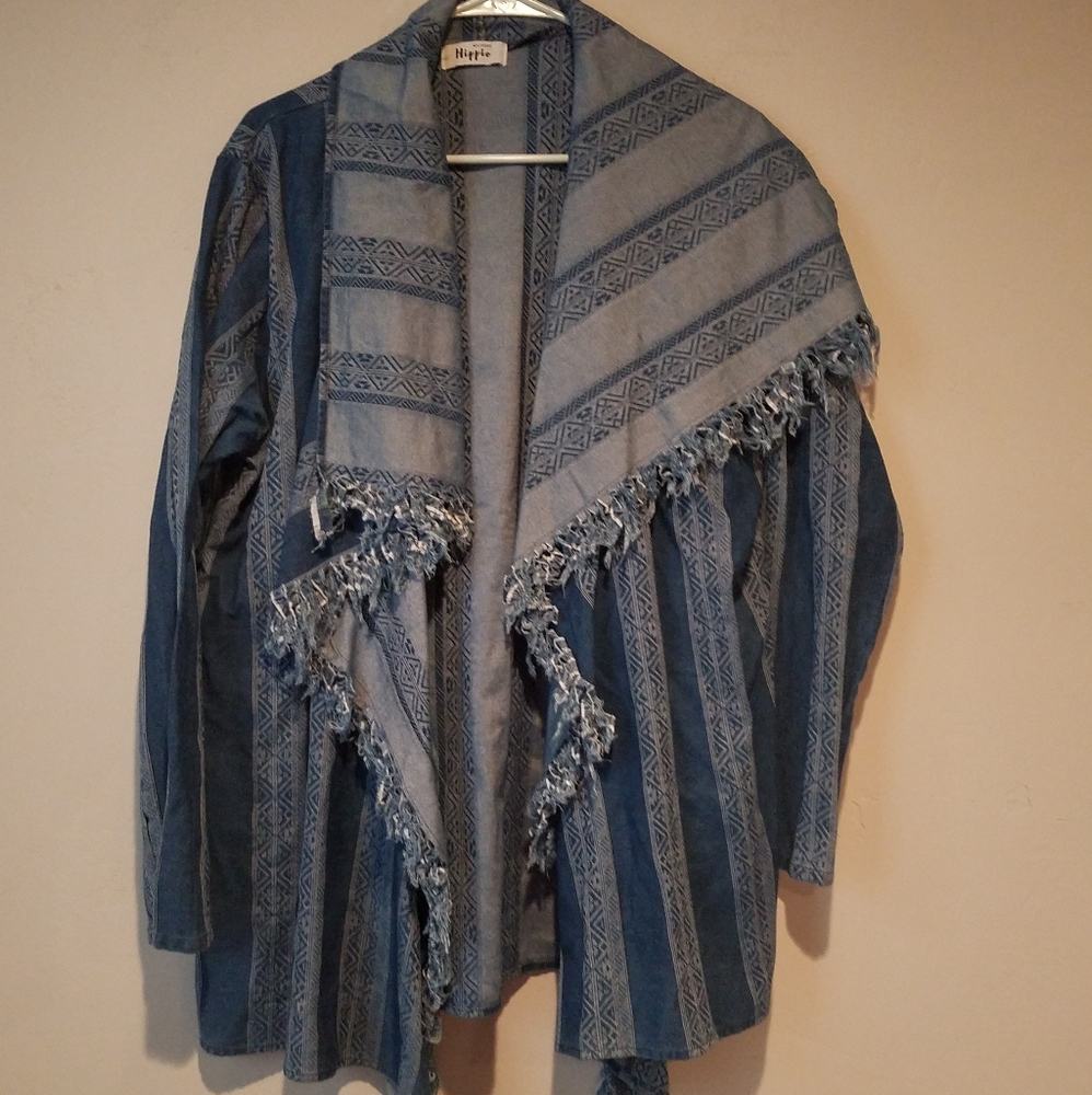 Military Hippie chambray denim wrap top